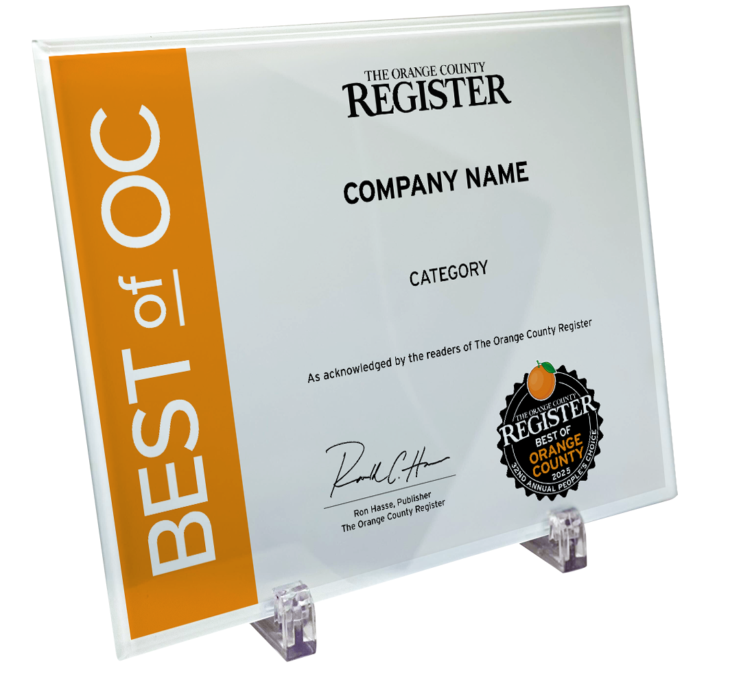 Best Of Orange County Award - Glass Plaque