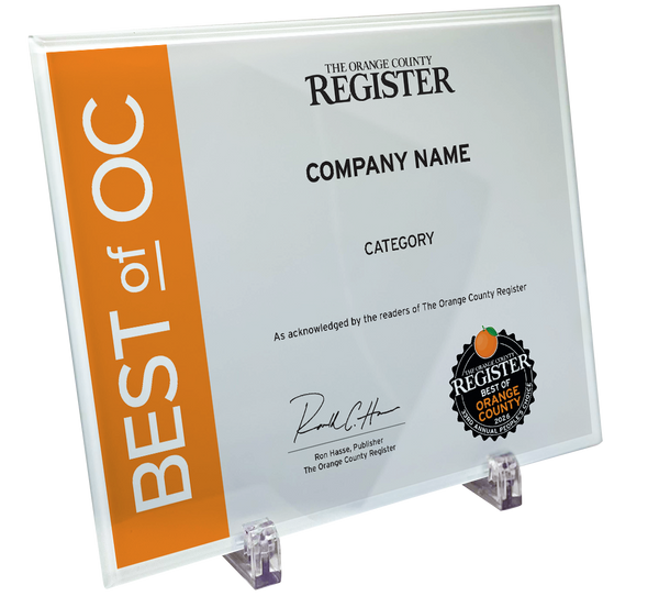 Best Of Orange County Award - Glass Plaque