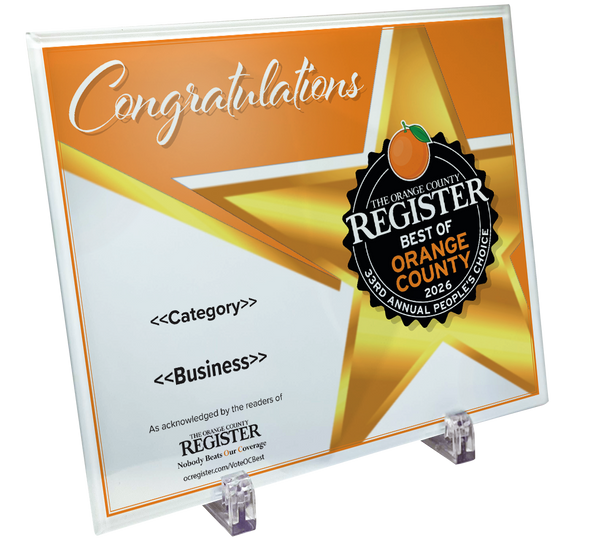 Best Of Orange County Award - Glass Plaque