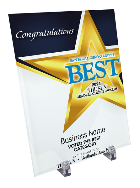 The Sun & Daily Facts Best Of Certificate and Readers Choice - Crystal Plaque