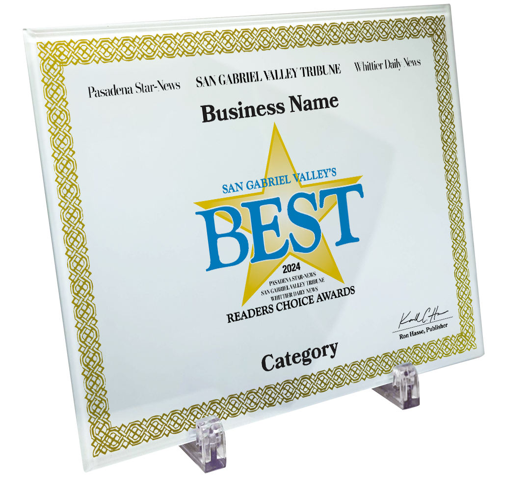 SGVN Best Of Certificate and Readers Choice - Crystal Plaque