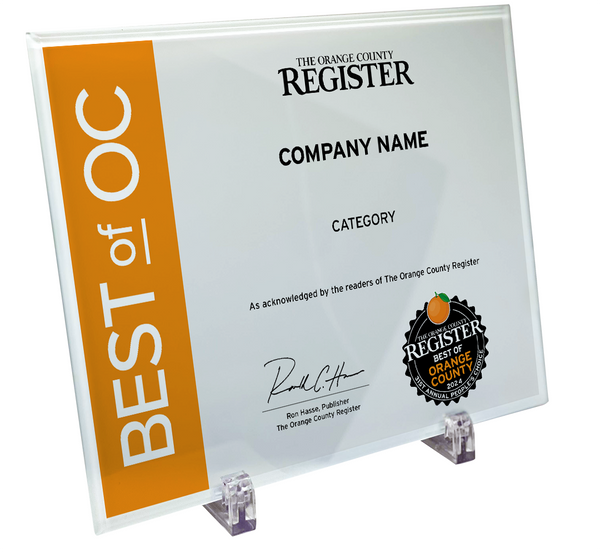 Best Of Orange County Award - Glass Plaque