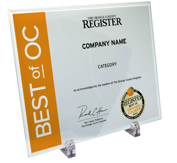 Best Of Orange County Award - Glass Plaque