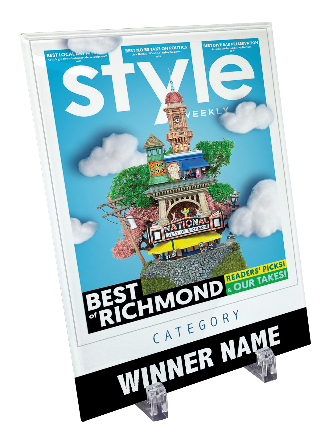 Style Weekly "Best of Richmond" Crystal Plaque