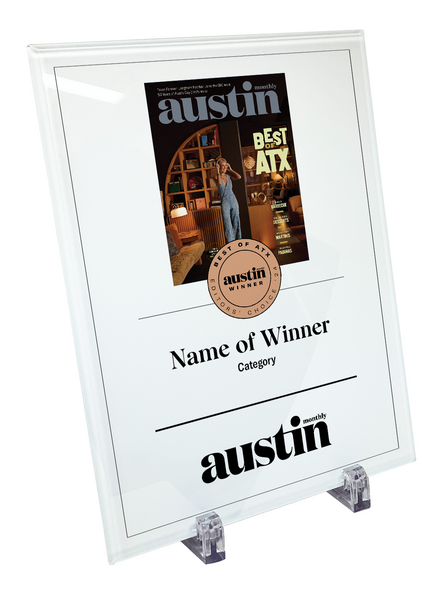 Austin Monthly "Best of ATX" Glass Cover Award Plaque