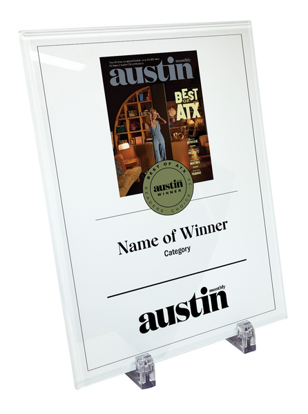 Austin Monthly "Best of ATX" Glass Cover Award Plaque