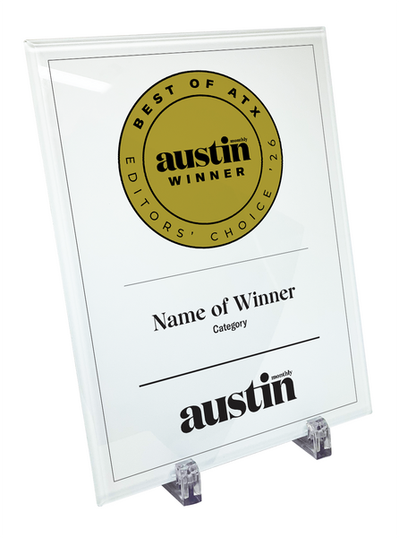 Austin Monthly "Best of ATX" Glass Cover Award Plaque