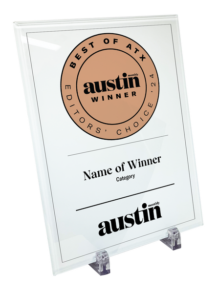 Austin Monthly "Best of ATX" Glass Cover Award Plaque