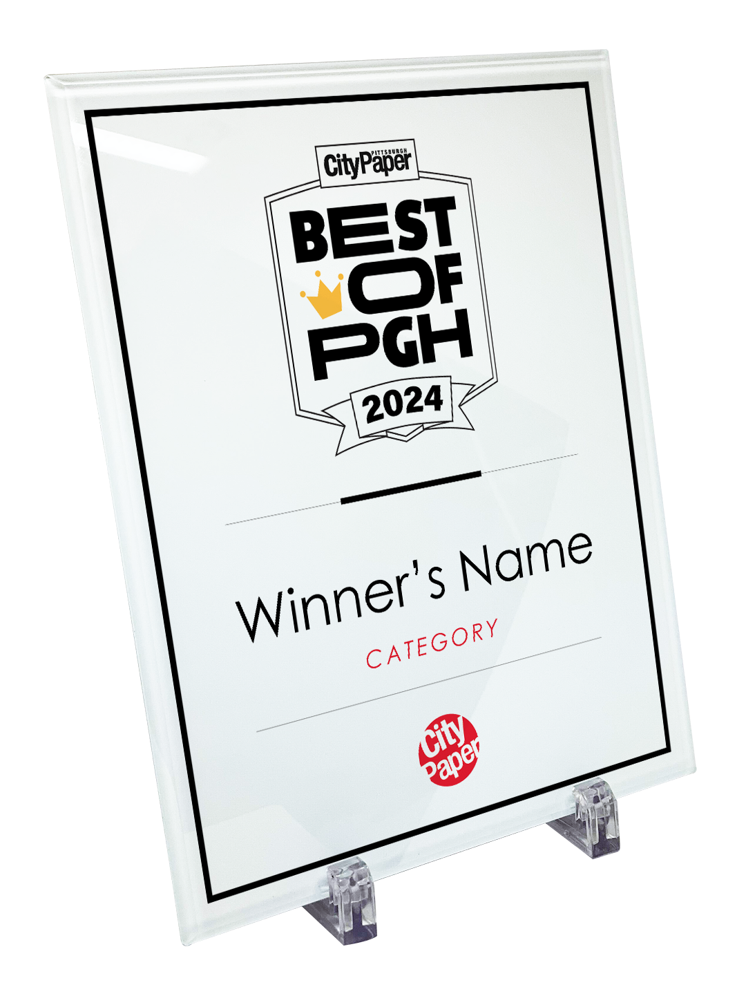 Pittsburg City Paper - Best of PGH - Crystal Glass Plaque