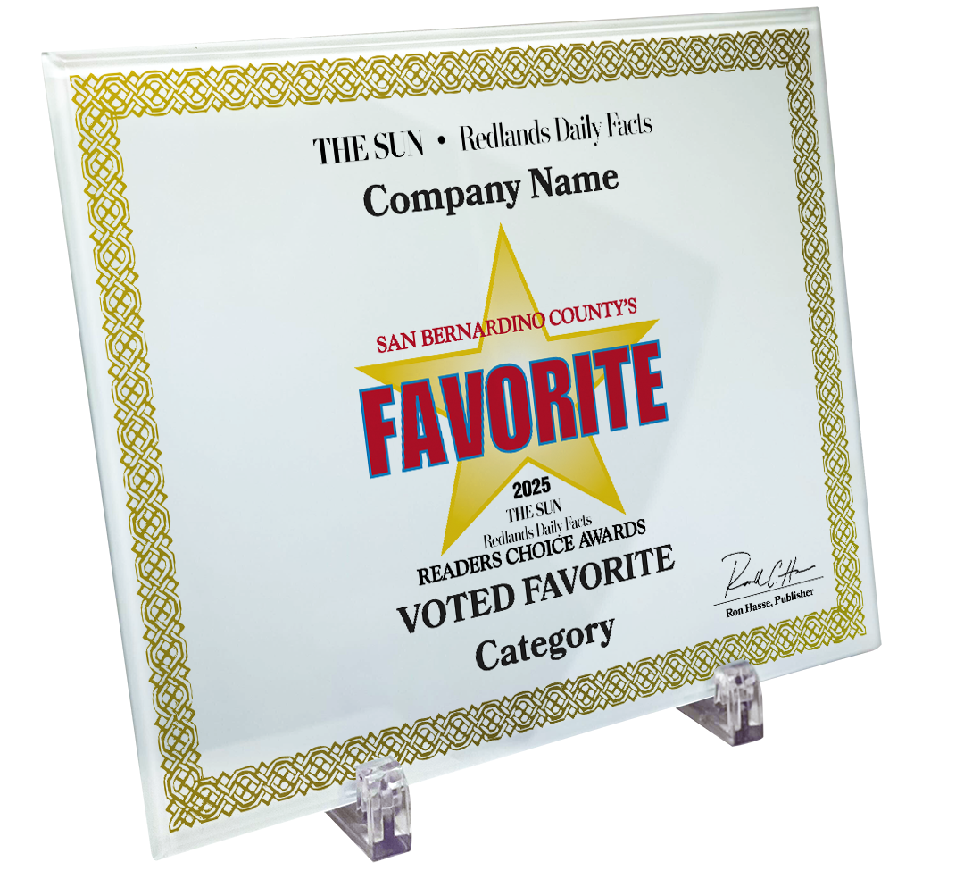 The Sun & Daily Facts Best Of Certificate and Readers Choice - Crystal Plaque