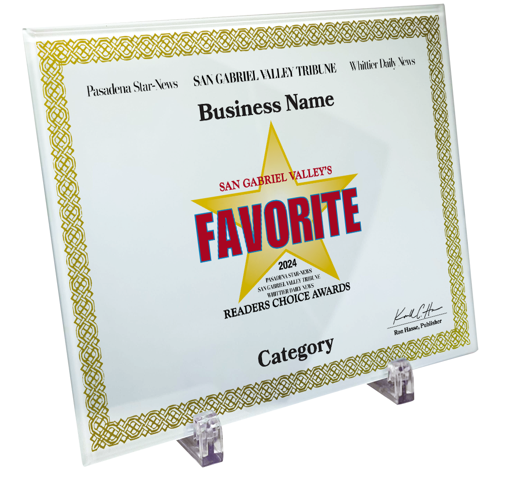 SGVN Best Of Certificate and Readers Choice - Crystal Plaque