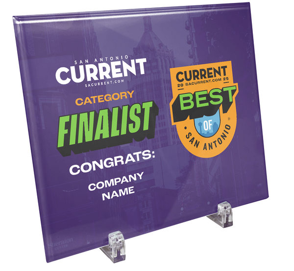 San Antonio Current "Best of San Antonio” Award Plaque - Glass