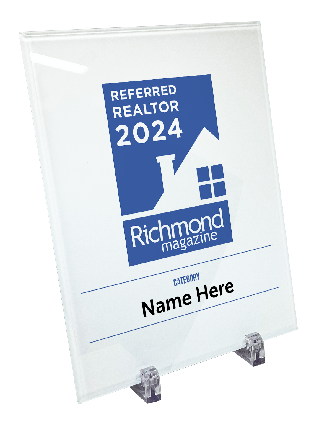 Richmond Magazine "Referred Real Estate Agents" Logo Award Glass Plaque