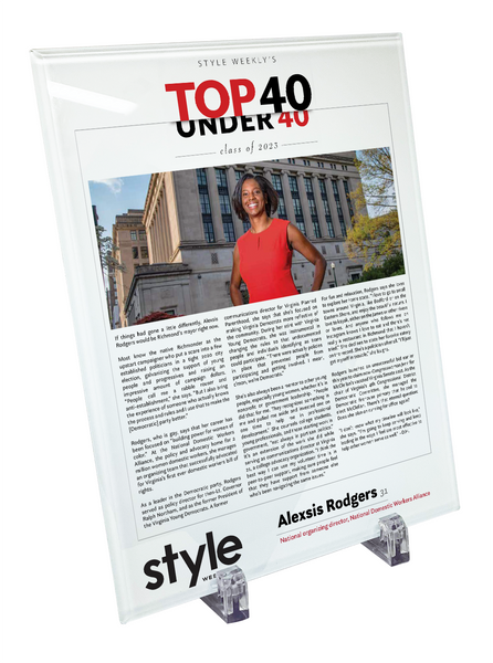 Style Weekly "Top 40 Under 40" Crystal Plaque