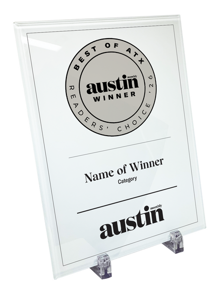 Austin Monthly "Best of ATX" Glass Cover Award Plaque