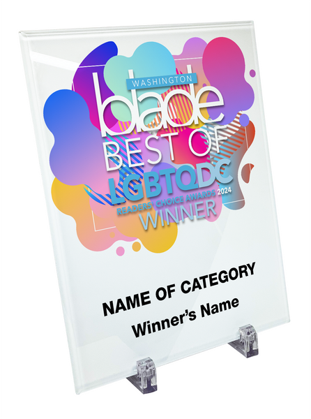 Washington Blade Best of LGBTQ DC Award - Crystal Glass Plaque