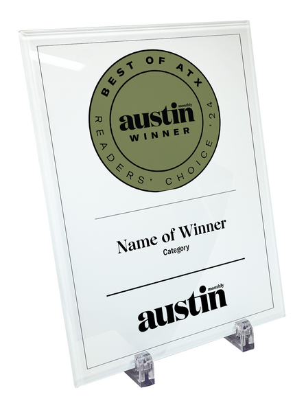 Austin Monthly "Best of ATX" Glass Cover Award Plaque