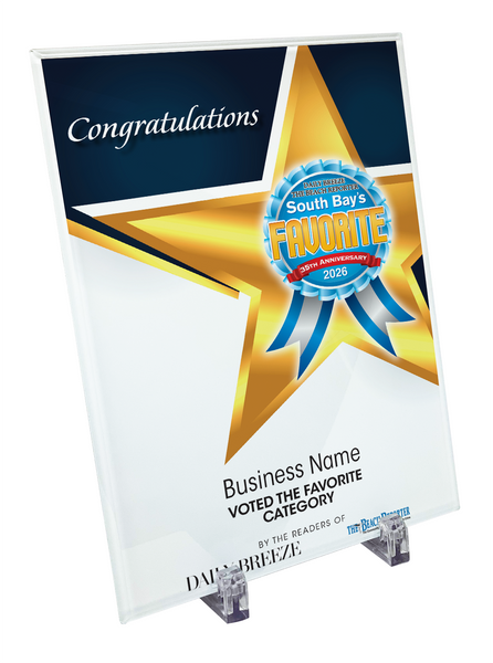 South Bay's Best Of Certificate and Readers Choice - Crystal Plaque