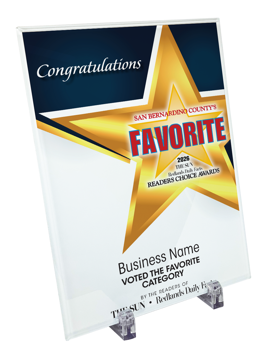 The Sun & Daily Facts Best Of Certificate and Readers Choice - Crystal Plaque