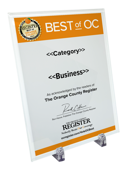 Best Of Orange County Award - Glass Plaque