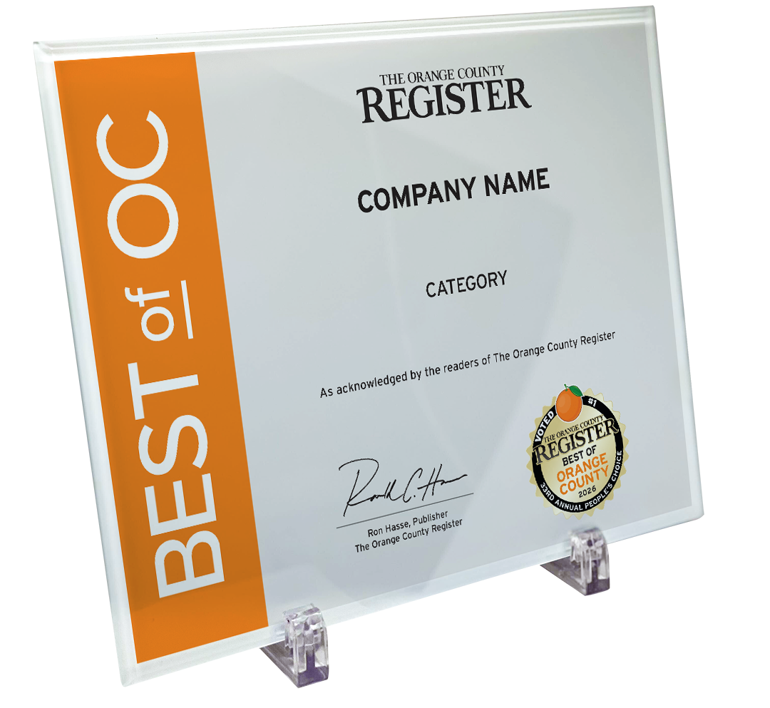 Best Of Orange County Award - Glass Plaque