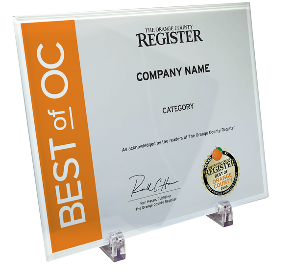 Best Of Orange County Award - Glass Plaque