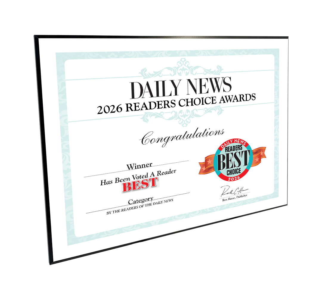 LA Daily News Best Of and Readers Choice Certificate - Modern Hardi-plaque