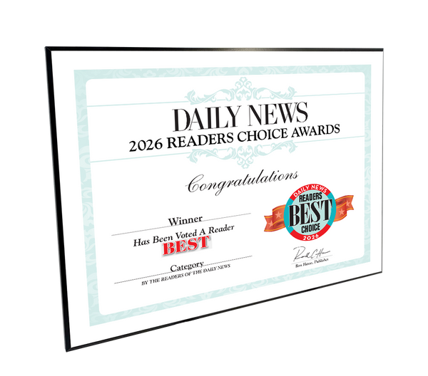 LA Daily News Best Of and Readers Choice Certificate - Modern Hardi-plaque