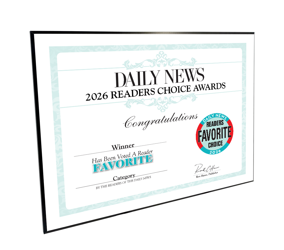 LA Daily News Best Of and Readers Choice Certificate - Modern Hardi-plaque