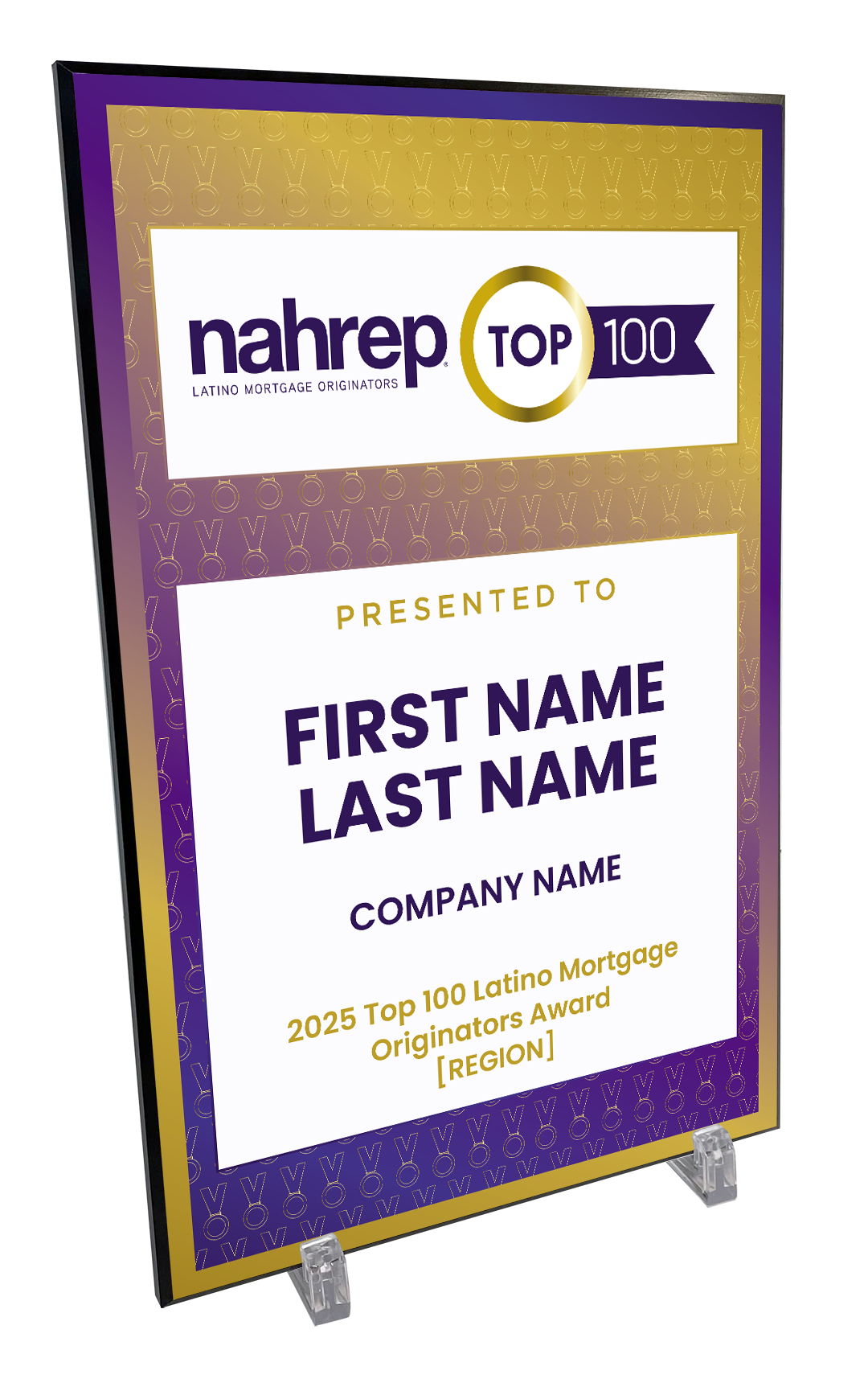 Top 100 Latino Mortgage Originators by Region Award Plaque