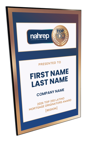 Top Latino Mortgage Originators Plaque Award