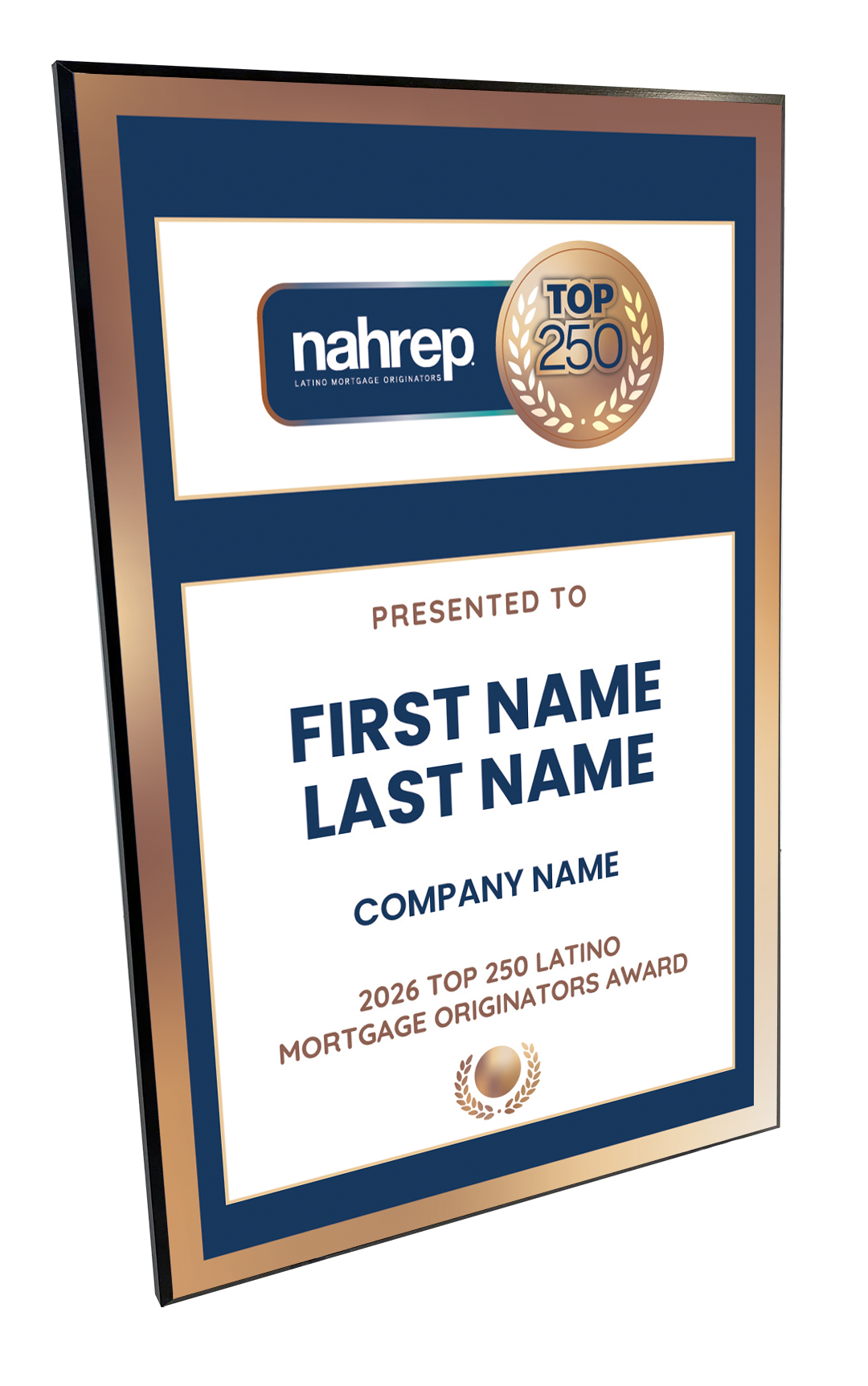Top Latino Mortgage Originators Plaque Award