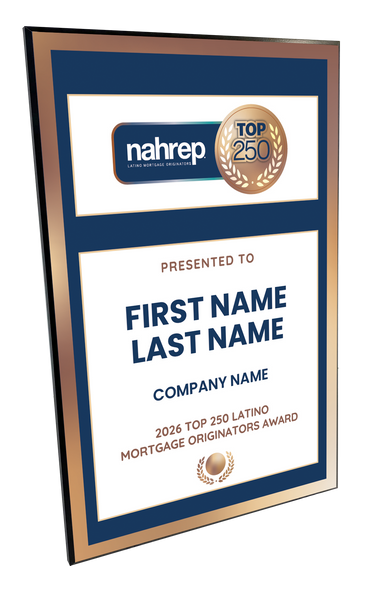 Top Latino Mortgage Originators Plaque Award