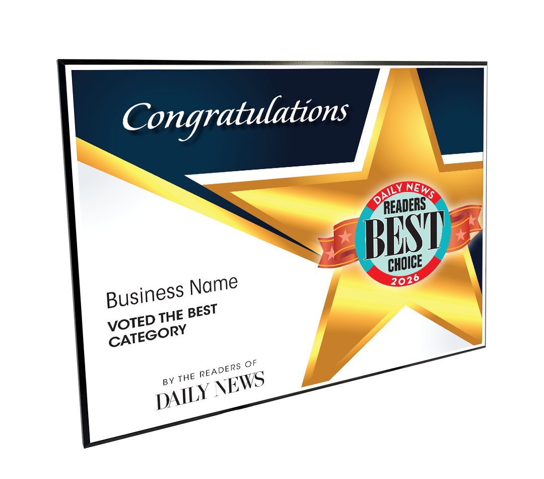 LA Daily News Best Of and Readers Choice Certificate - Modern Hardi-plaque