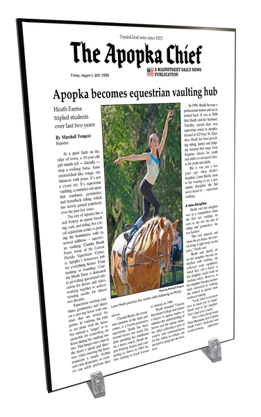 Apopka Chief News Article - Modern Hardi-plaque