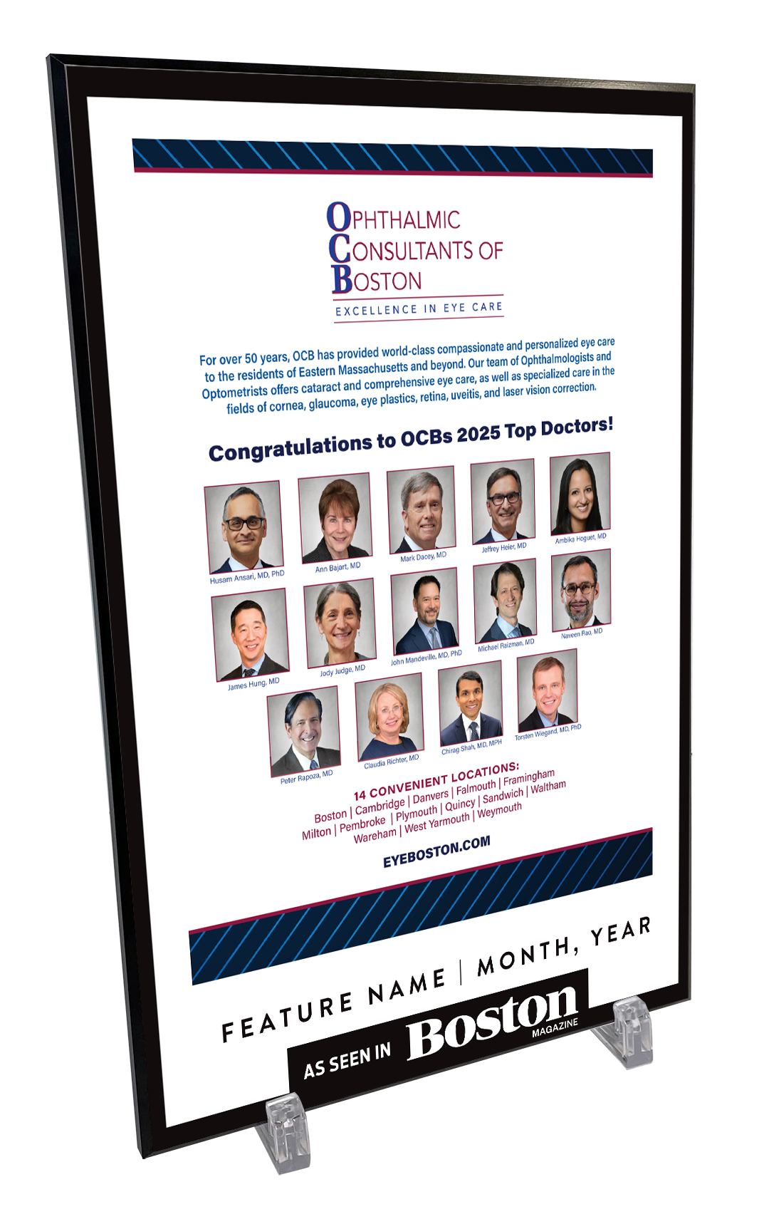 Boston Magazine Advertiser Display Plaques