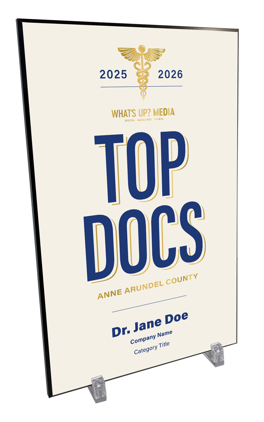 What's Up? Magazine "Top Docs of Anne Arundel" Award Plaque