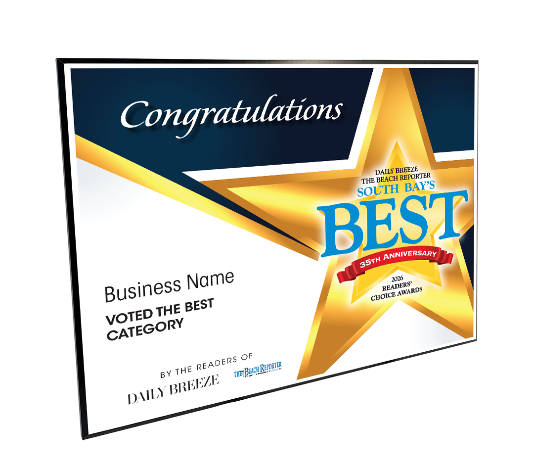 South Bay's Best Of and Readers Choice Certificate - Modern Hardi-plaque