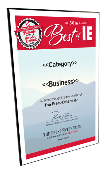 Best of Inland Empire Readers Choice Certificate - Modern Hardi-plaque