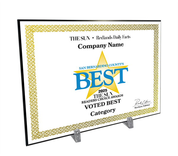 The Sun & Daily Facts Best Of and Readers Choice Certificate - Modern Hardi-plaque