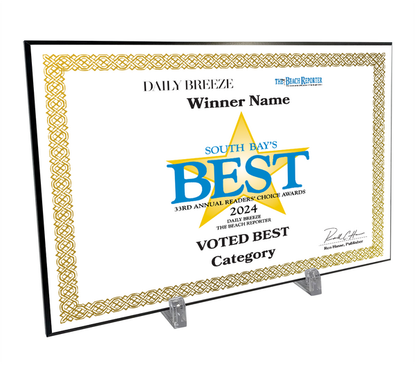 South Bay's Best Of and Readers Choice Certificate - Modern Hardi-plaque