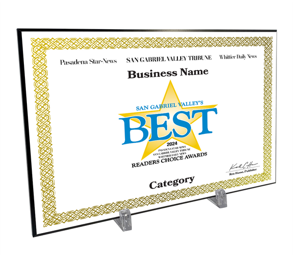 SGVN Best Of and Readers Choice Certificate - Modern Hardi-plaque