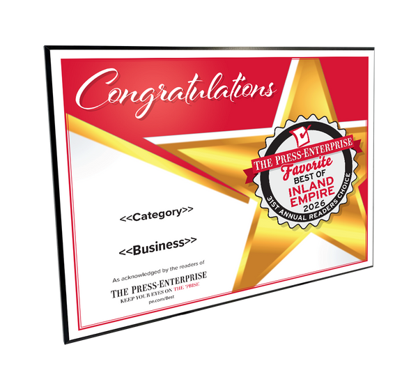 Best of Inland Empire Readers Choice Certificate - Modern Hardi-plaque