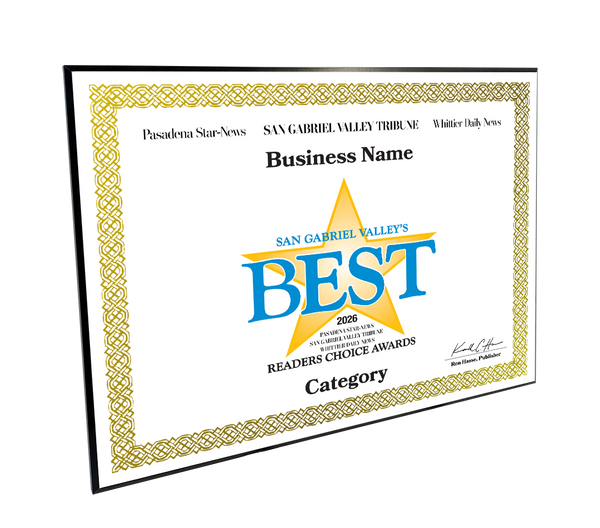 SGVN Best Of and Readers Choice Certificate - Modern Hardi-plaque