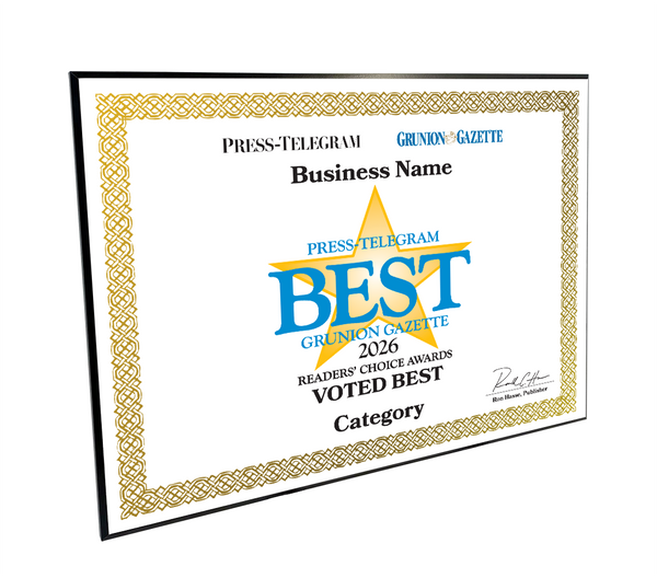 Press Telegram Best Of and Readers Choice Certificate - Modern Hardi-plaque