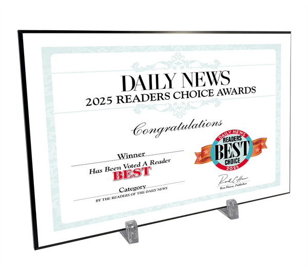 LA Daily News Best Of and Readers Choice Certificate - Modern Hardi-plaque