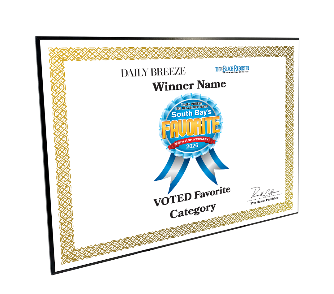 South Bay's Best Of and Readers Choice Certificate - Modern Hardi-plaque