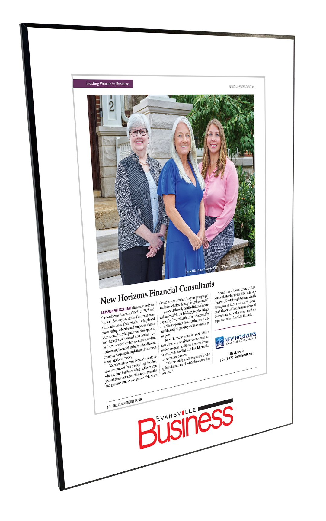 Evansville Business - Leading Women in Business - Plaques
