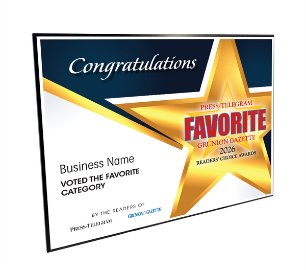 Press Telegram Best Of and Readers Choice Certificate - Modern Hardi-plaque