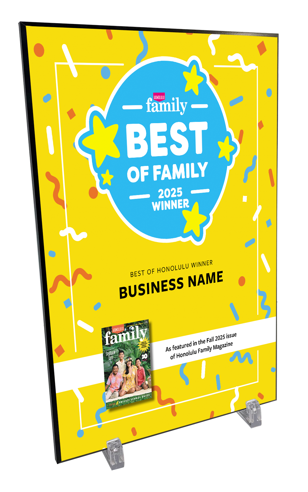 Honolulu Magazine "Best of Family” Award Plaques